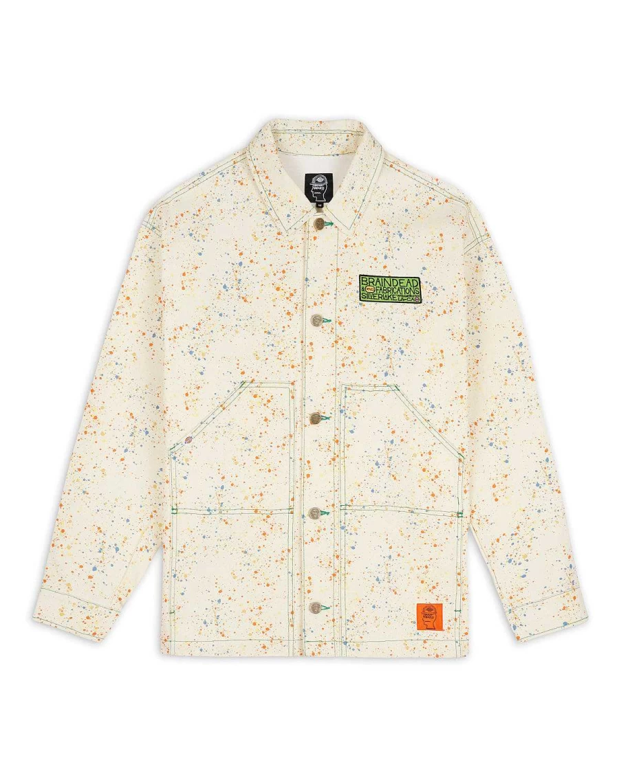 Brain Dead Gardening Work Jacket - Whisper White Outdoor Utility Coat for Men & Women