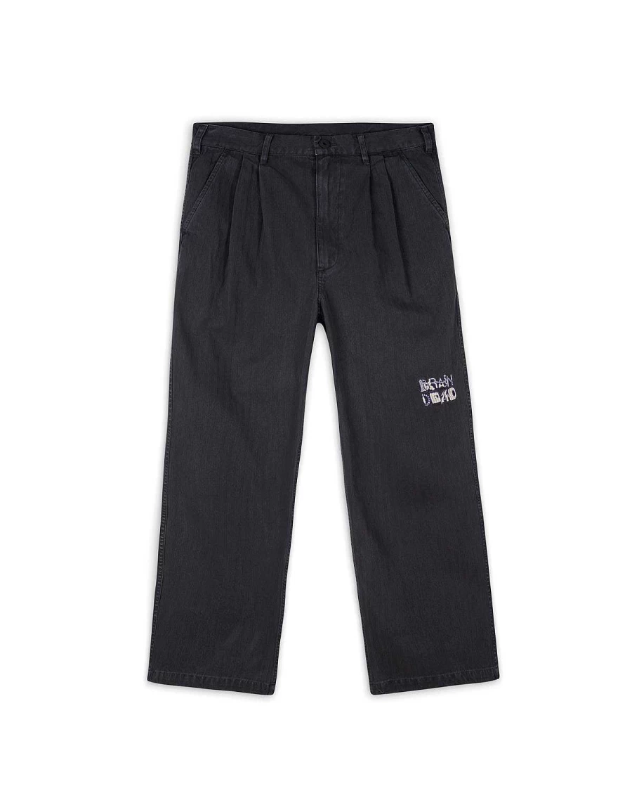Brain Dead Men's Black Herringbone Trousers - Casual Connections Pant for Streetwear
