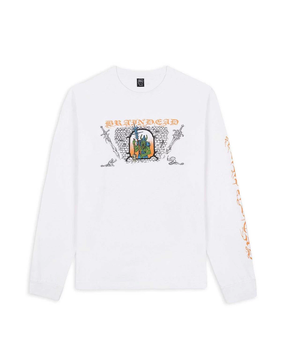 Brain Dead Wall Of Fire Graphic Long Sleeve T-Shirt - White