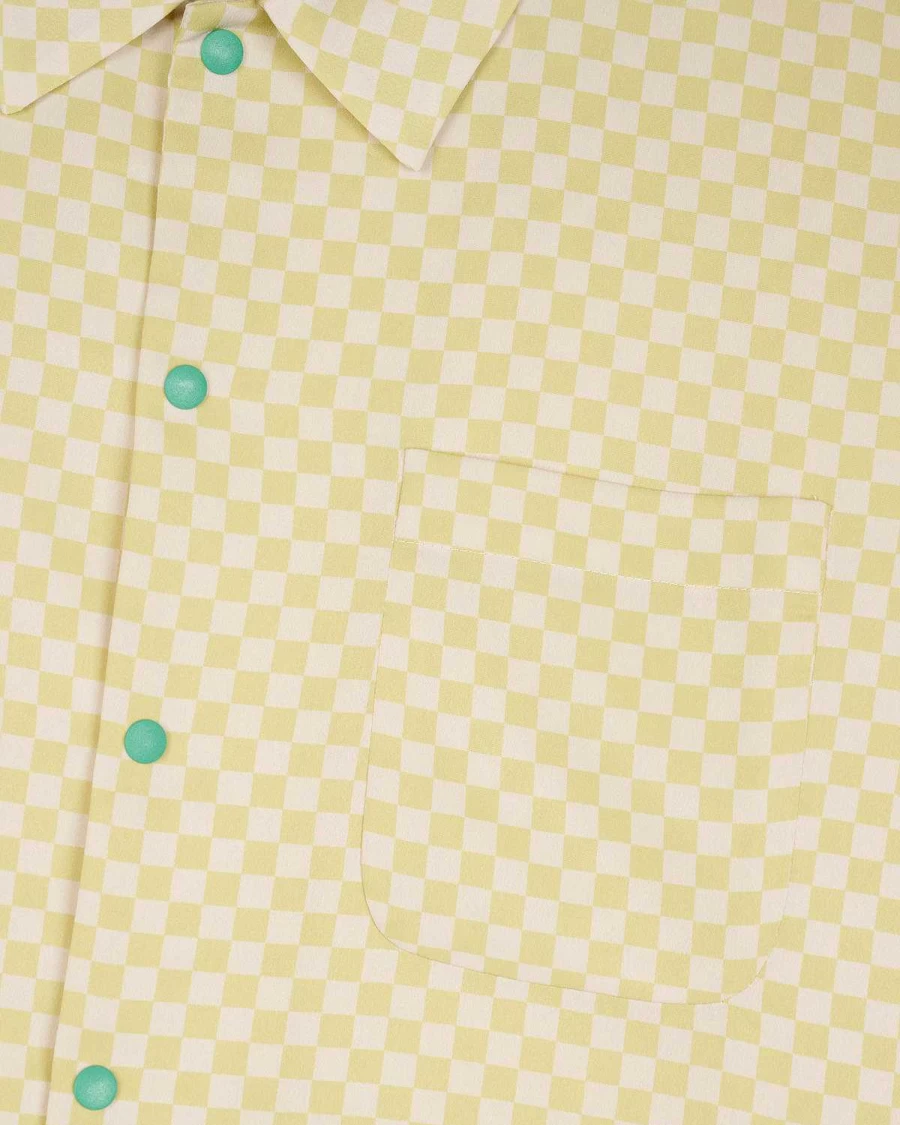 Brain Dead Keylime Micro Check Western Snap Shirt Short Sleeve Top