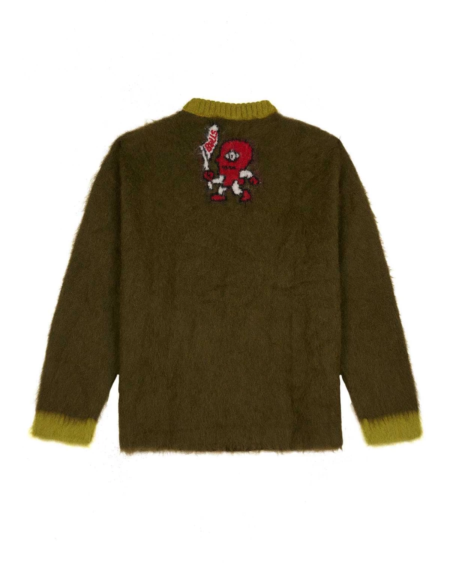 Brain Dead x NBA Chicago Bulls Alpaca Wool Sweater - Olive Color Collaboration Streetwear