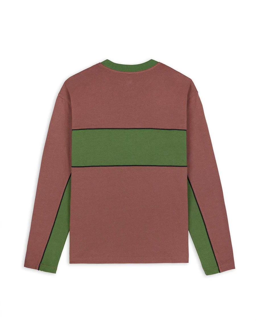 Brain Dead Connections Long Sleeve Football Shirt | Brown Multi Color Block Design