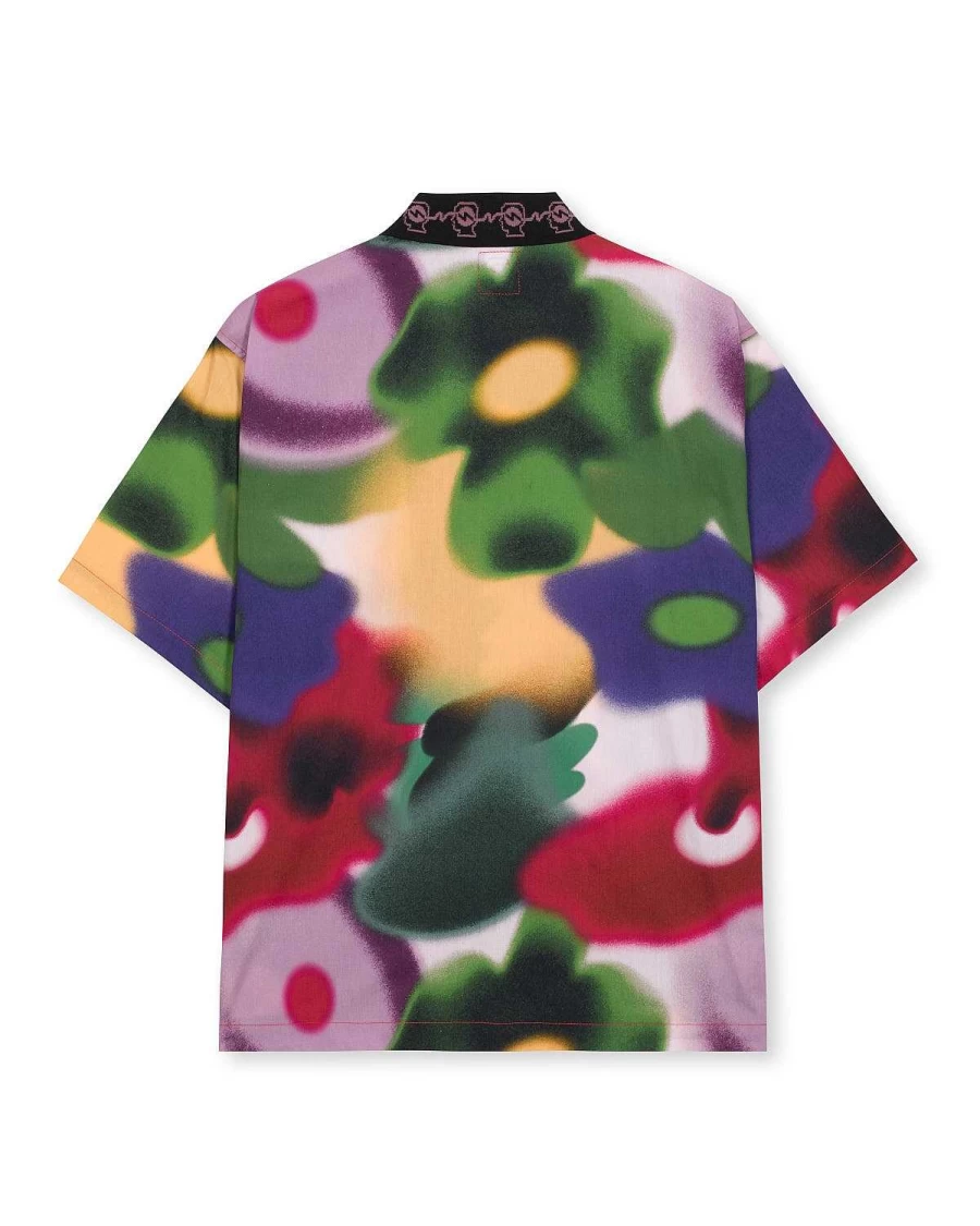 Brain Dead Yellow & Multi Watercolor Floral Print Button-Down Short Sleeve Shirt