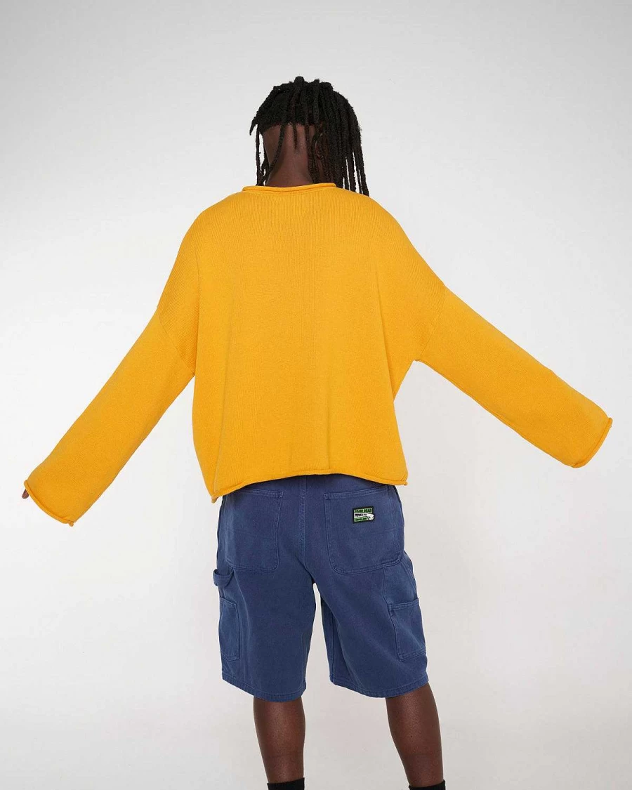 Brain Dead Tough Luck Oversized Boxy Sweater | Mustard Yellow Streetwear Pullover