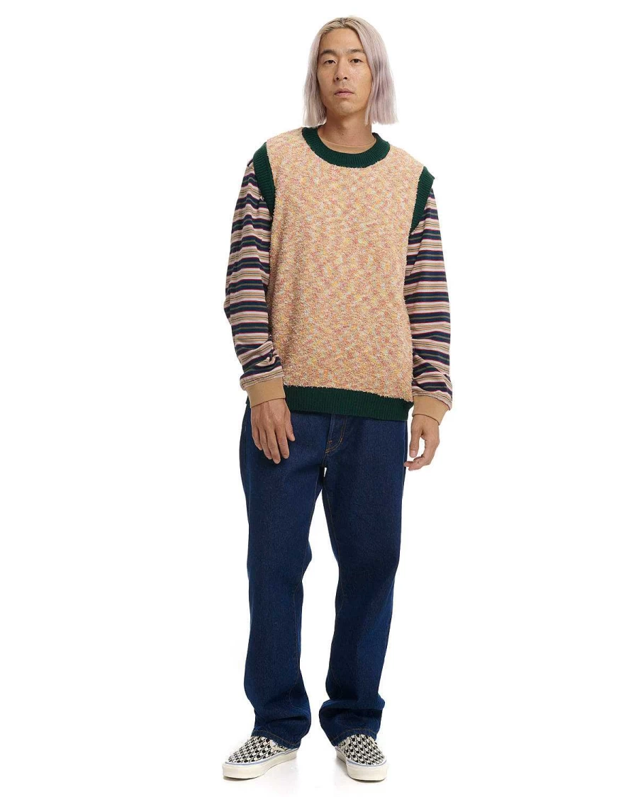 Teddy Fur Striped Vest - Brown Multi