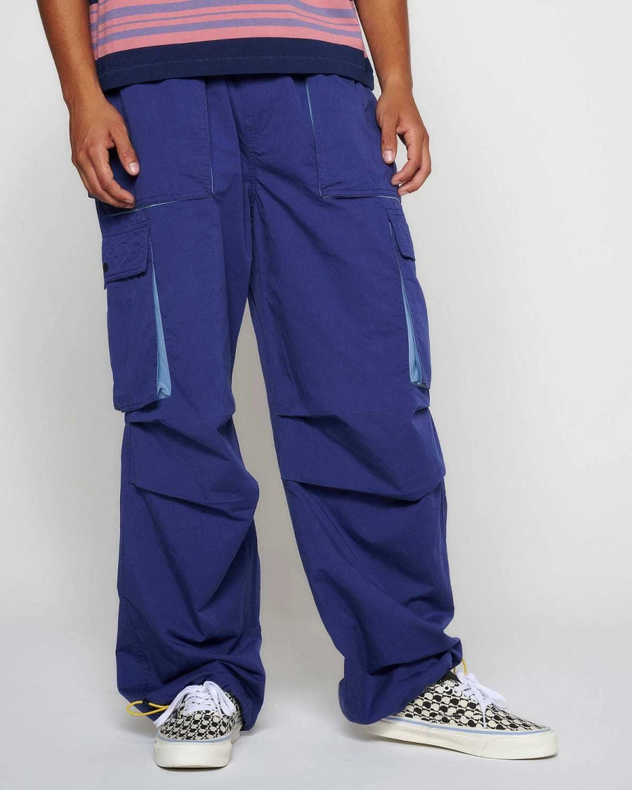 Brain Dead Blue Adjustable Skateboarding Pants - Men's Streetwear Slim Fit with Adjustable Waistband