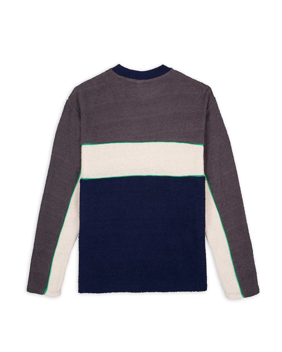 Brain Dead Grey Multi Border Long Sleeve Football Jersey