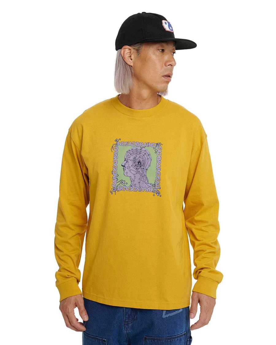Brain Dead Mustard Long Sleeve Graphic Tee - Brain Scanner Design