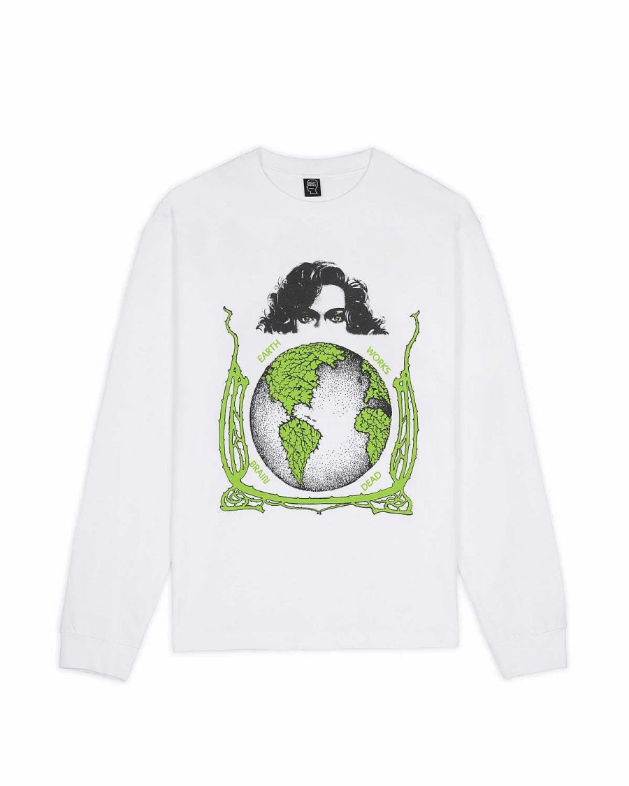 Brain Dead Conspiracy White Long Sleeve Graphic T-Shirt