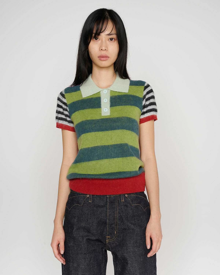 Brain Dead Green Multi-Color Polo Shirt | Streetwear Casual Men's Top