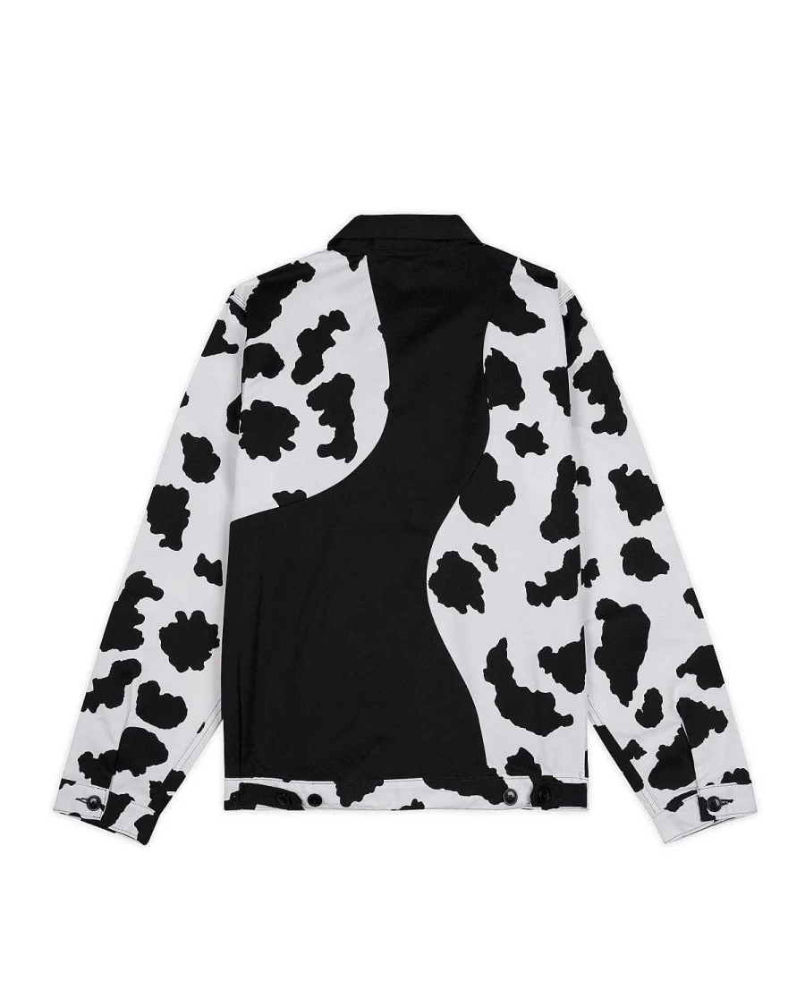 Brain Dead Black & White Organic Panel Eisenhower Jacket - Casual Utility Coat