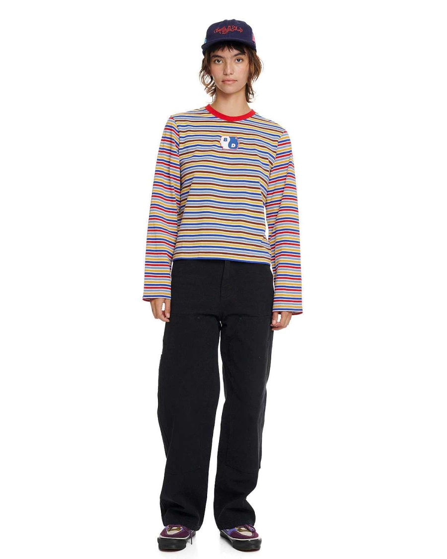 Brain Dead Yin Yang Striped Long Sleeve Top - Cherry Multi Color