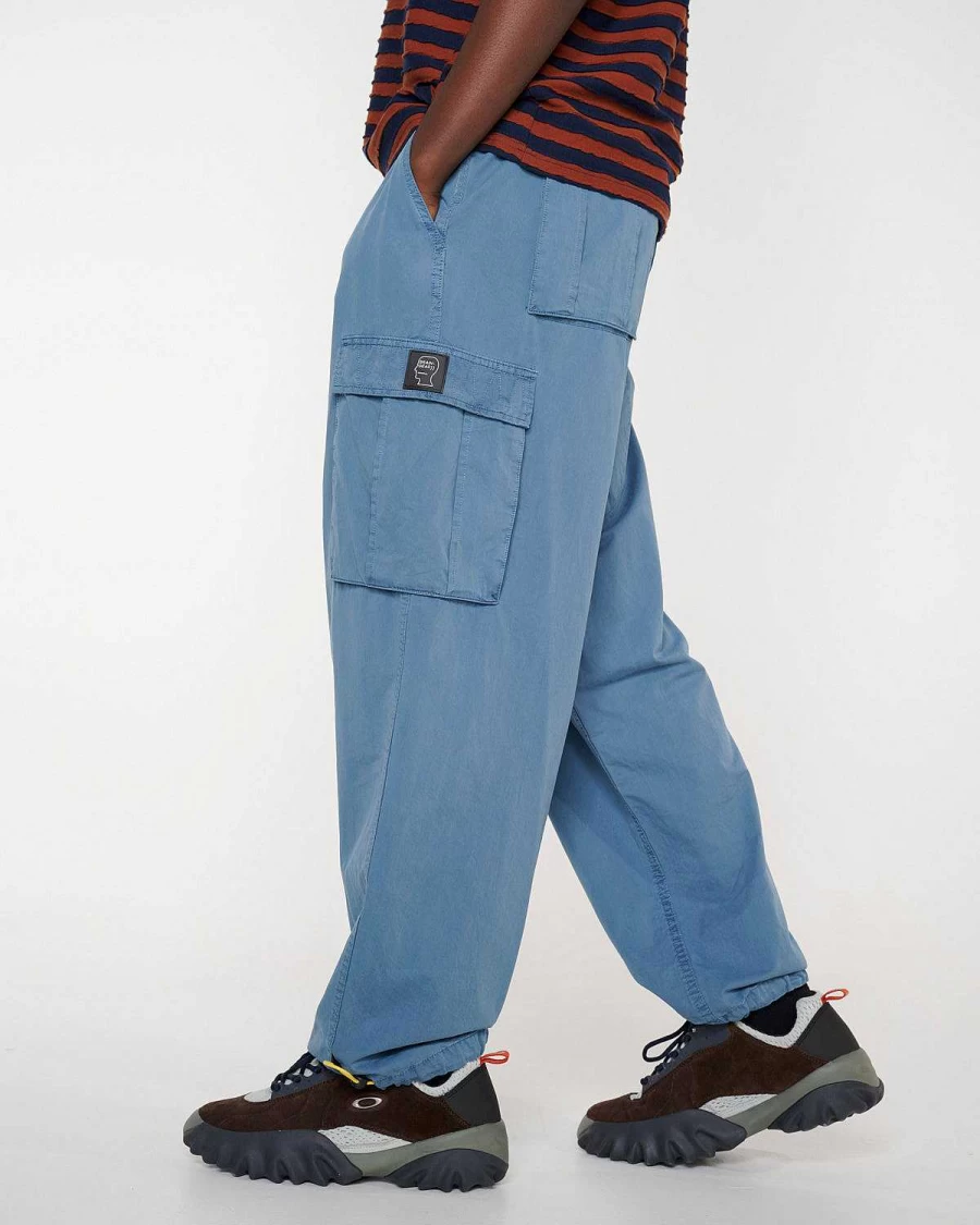 Brain Dead Men's Washed Blue Flight Pants - Casual Streetwear Cargo Trousers