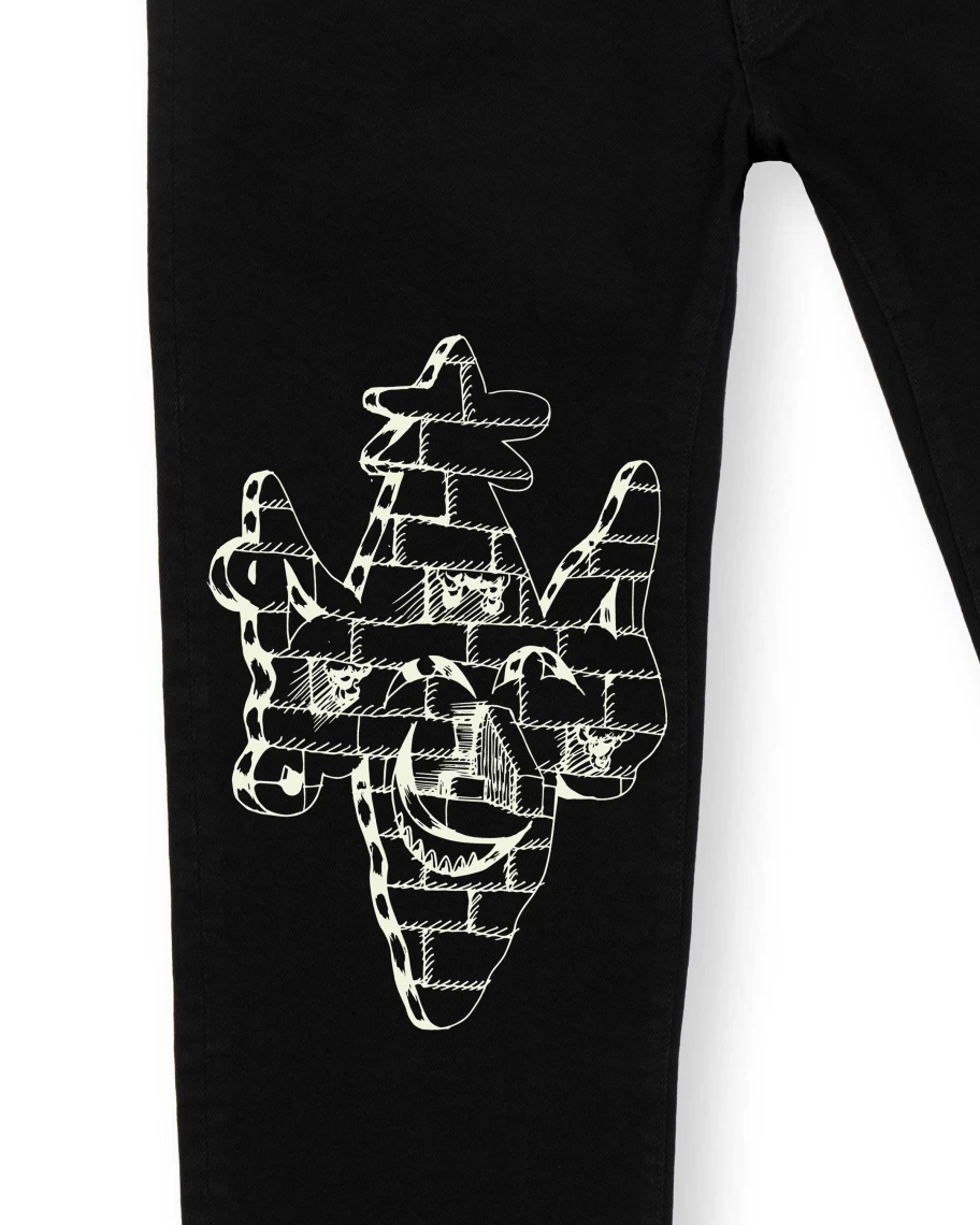 Brain Dead Straight Leg Denim Work Pants - Rinsed Black Washed Cotton Jeans