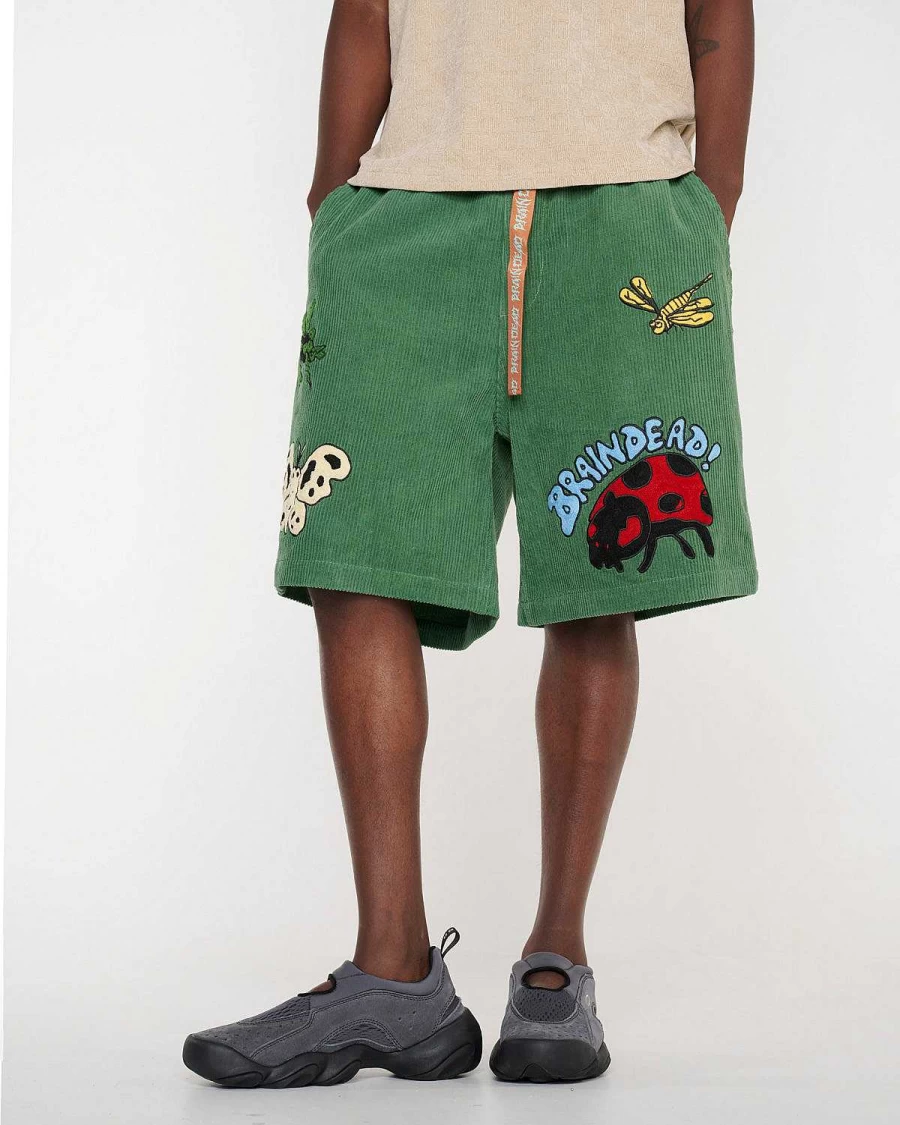 Brain Dead Men's Olive Baggy Outdoor Climbing Shorts - Relaxed Fit Hiking Apparel