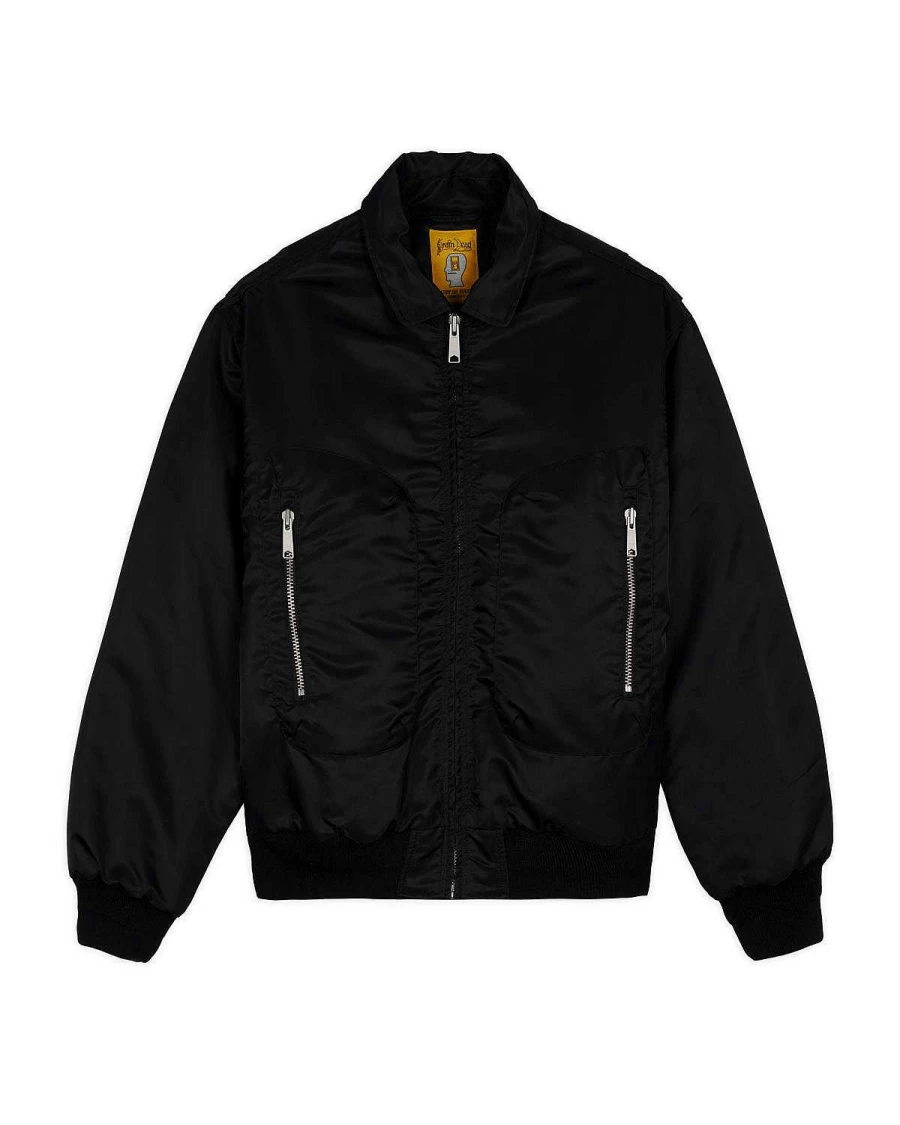 Brain Dead Men's 3D Flight Jacket | Black Modern Aviator Bomber Jacket