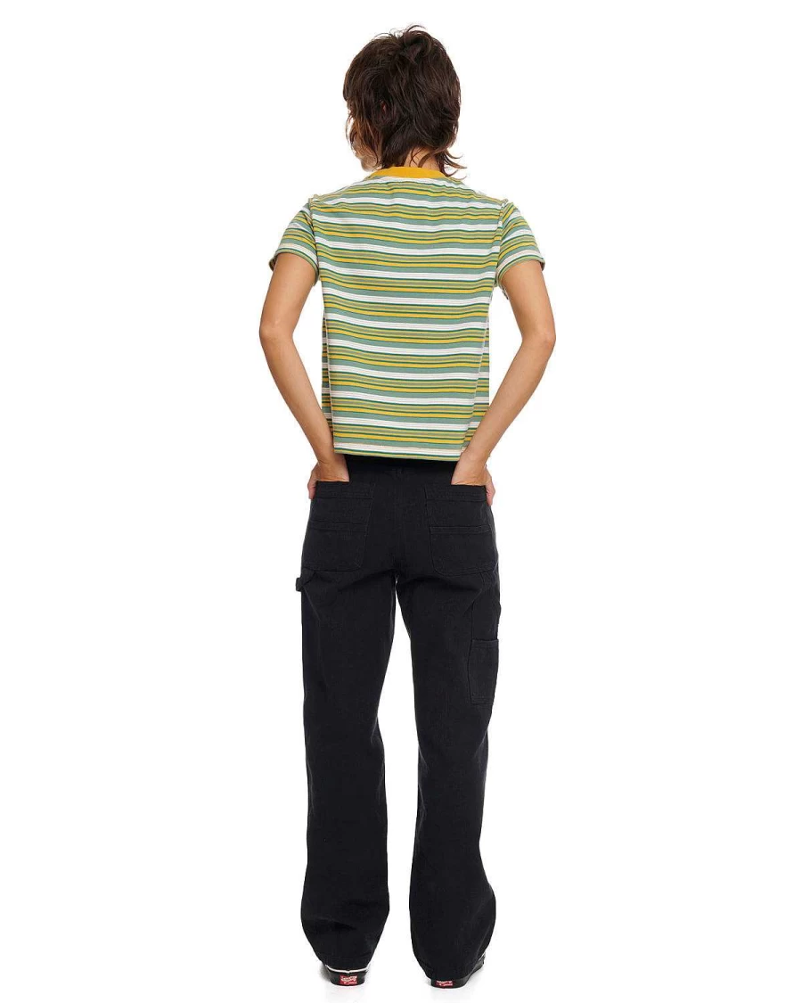 Brain Dead Men's Double Knee Utility Work Pants - Durable Black Cargo Pants for Streetwear & Casual Style