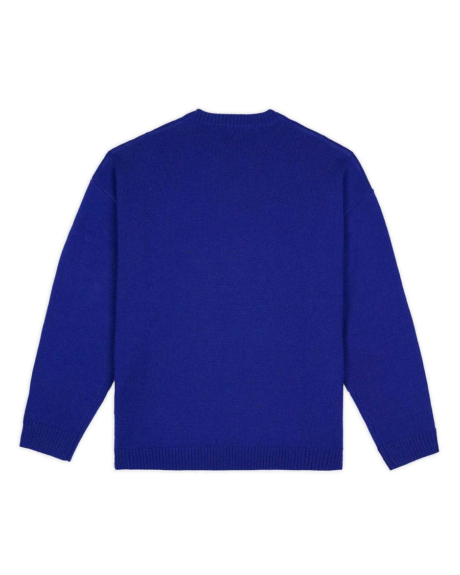 Brain Dead Navy Bonecrusher Sweater | Heavyweight Crewneck Pullover for Men