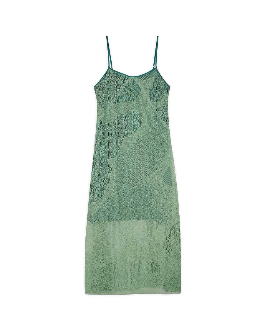 Brain Dead Green Cloud Mesh Slip Dress - Engineered Design for Women