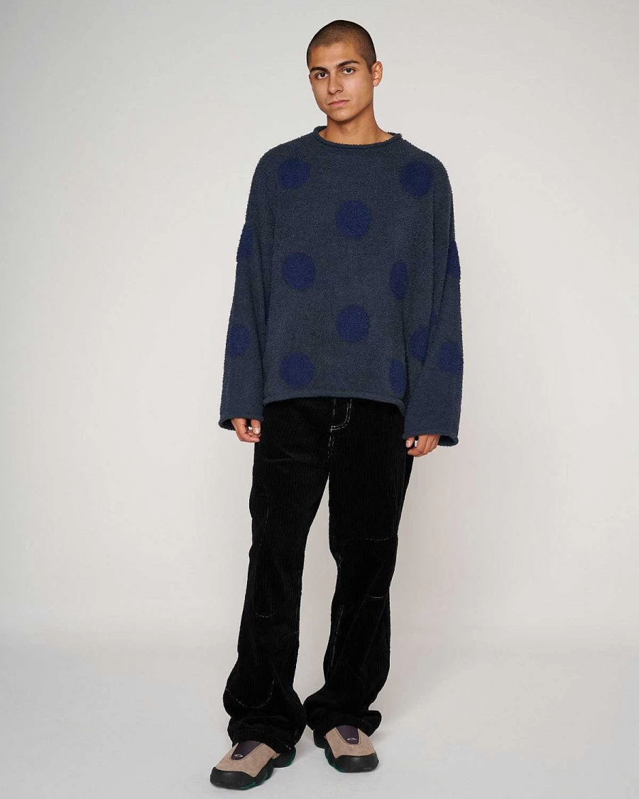 Brain Dead Navy Dot Knit Teddy Fleece Sweater