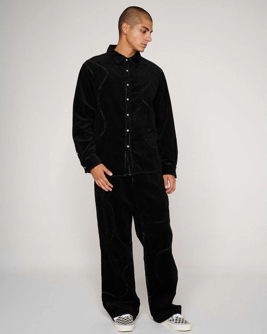 Brain Dead Black Organic Cotton Paneled Ranch Shirt - Streetwear Style