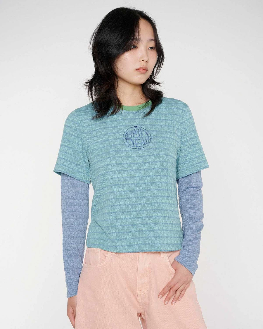 Brain Dead Baby Long Sleeve Graphic Cotton T-Shirt | Blue Multi Color Casual Apparel