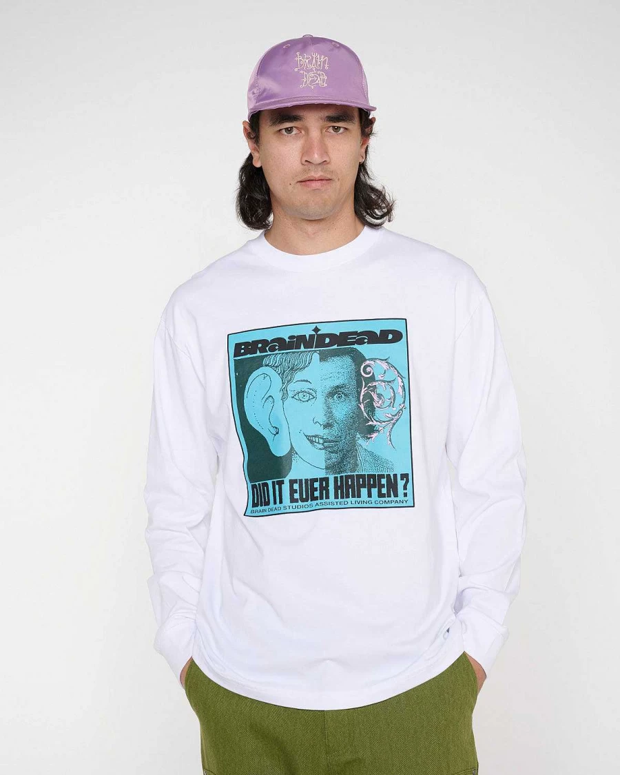 Brain Dead Did It Ever Happen White Graphic Long Sleeve T-Shirt