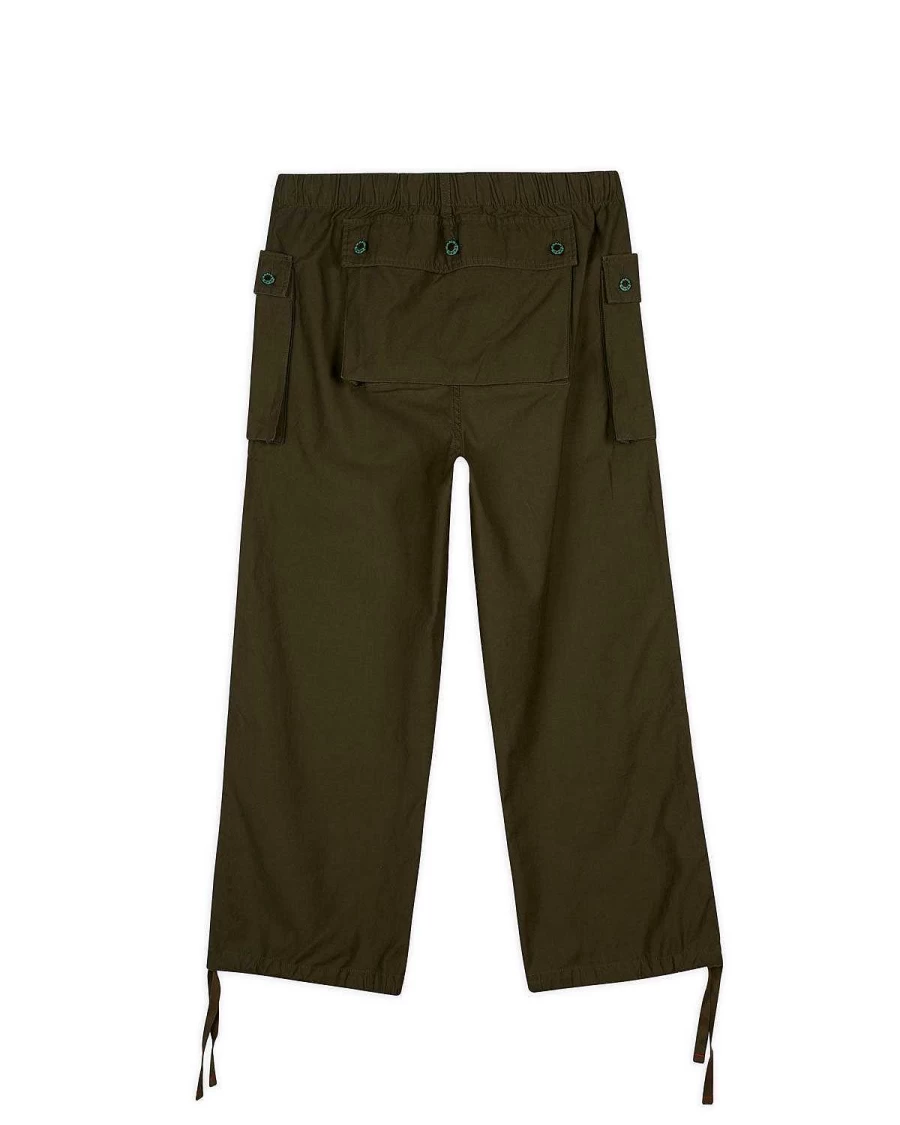 Brain Dead Olive Military Cargo Pants - Vintage Ripstop Utility Trousers