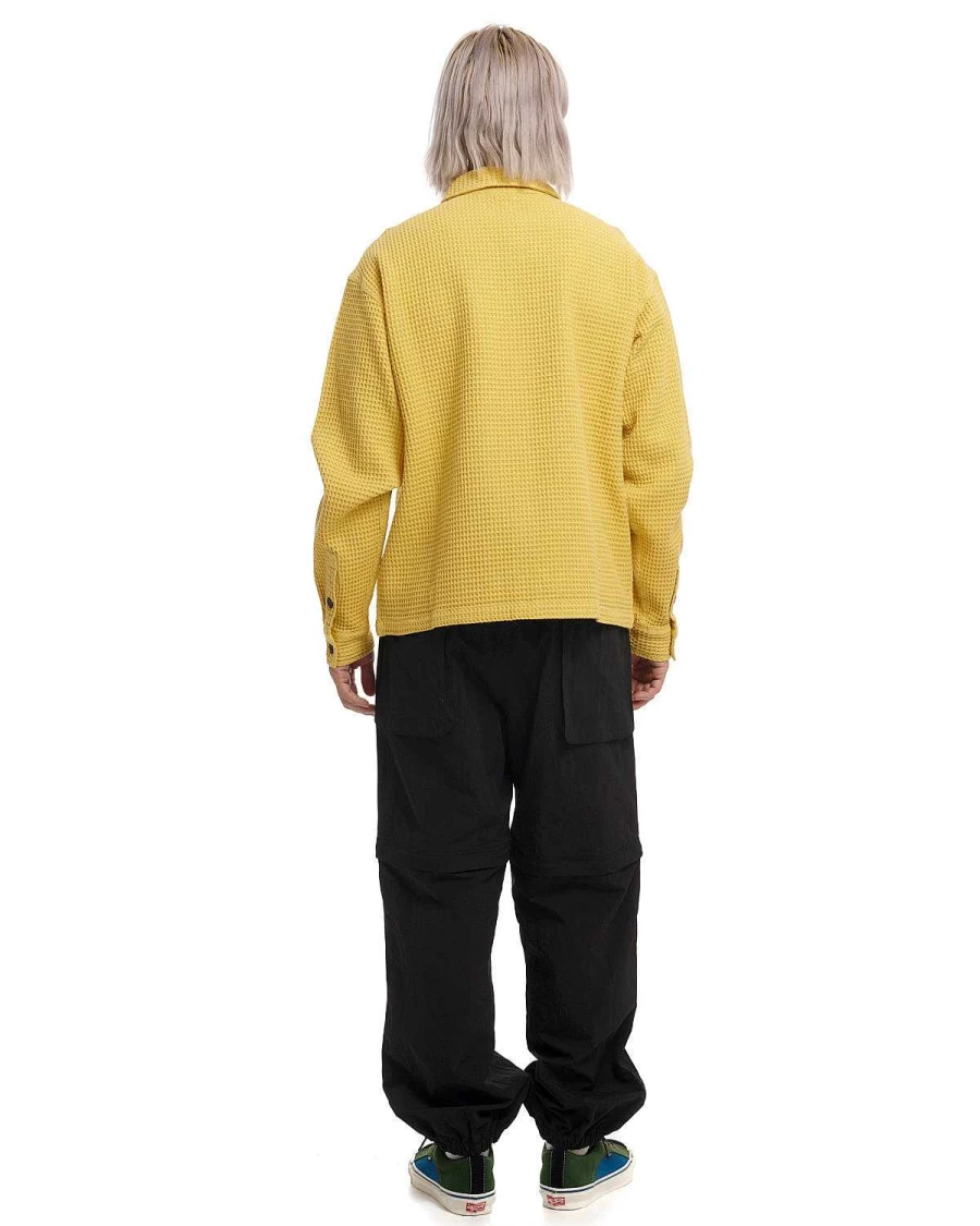 Brain Dead Mustard Waffle Snap Button Front Shirt