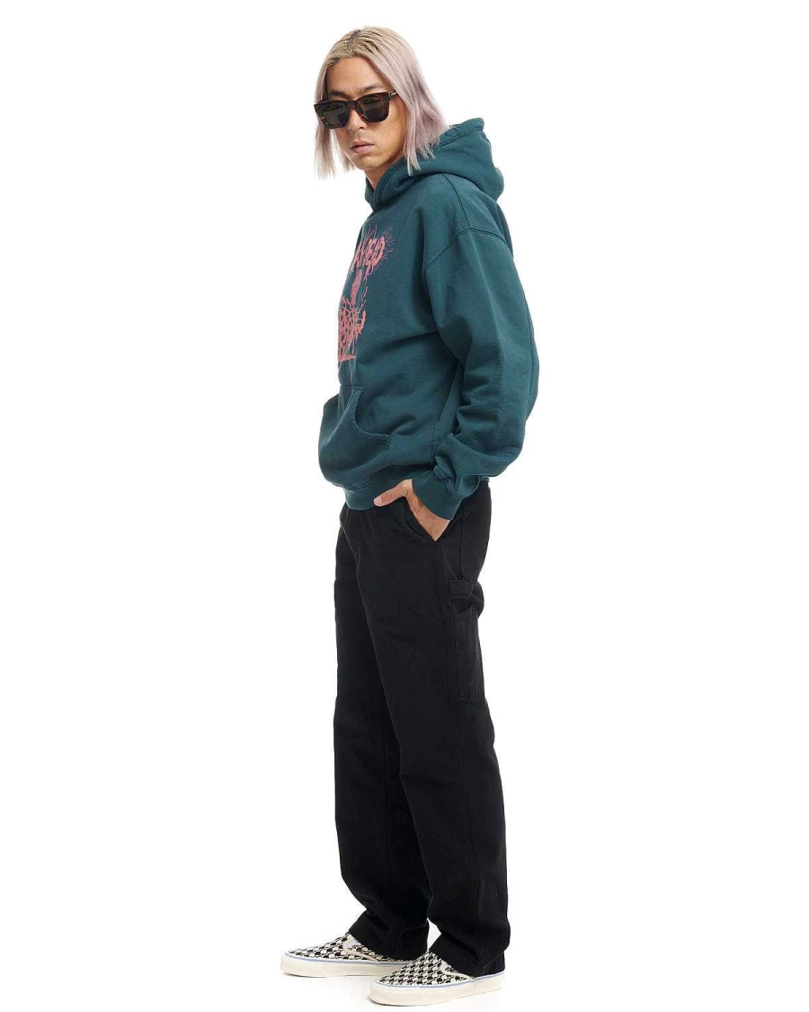Brain Dead Carpenter Pants - Washed Distressed Denim Workwear in Pigment Black