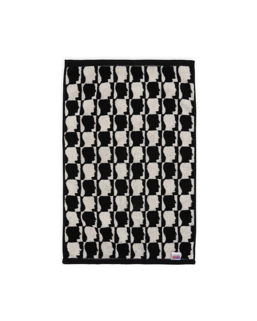Checkered Logo Head Hand Towel - Black