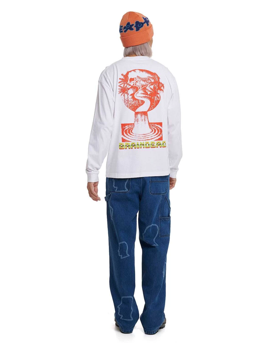 Brain Dead White Global Streams Long Sleeve Crewneck Streetwear Top