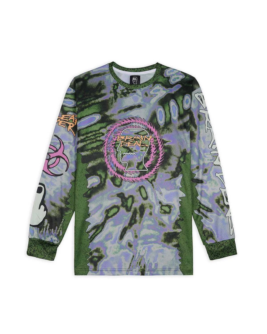 Brain Dead Chaos Team Graphic Tech Long Sleeve T-Shirt - Green