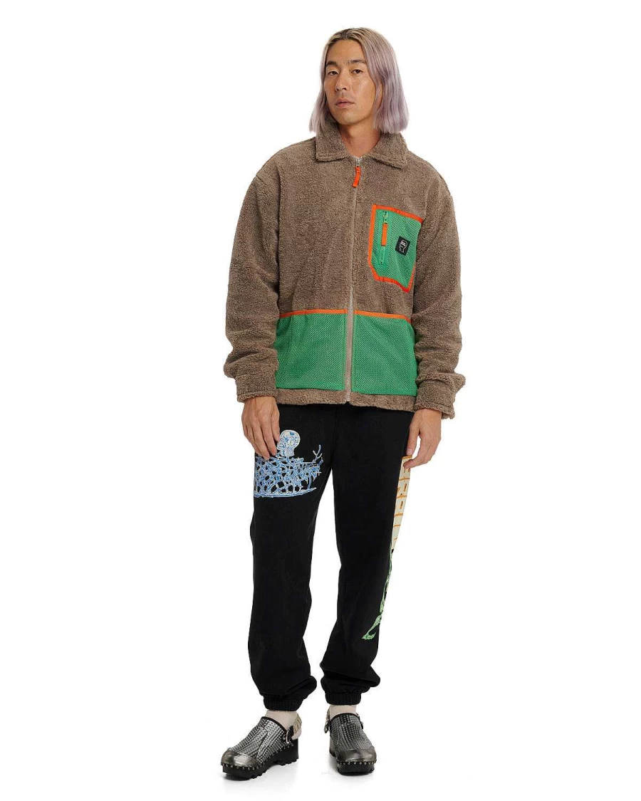 Brain Dead Nutmeg Mesherpa Zip Jacket - Lightweight Streetwear Coats for Men & Women
