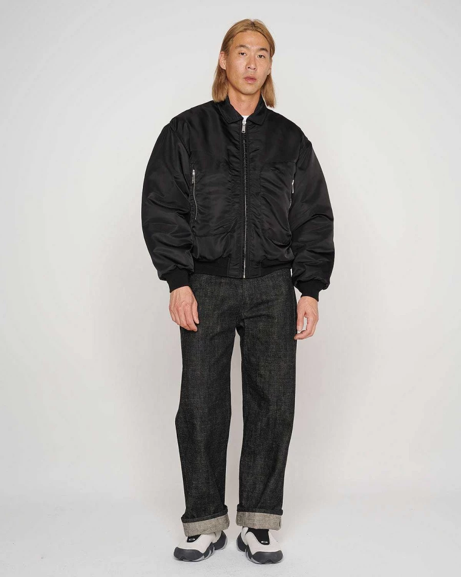 Brain Dead Men's 3D Flight Jacket | Black Modern Aviator Bomber Jacket