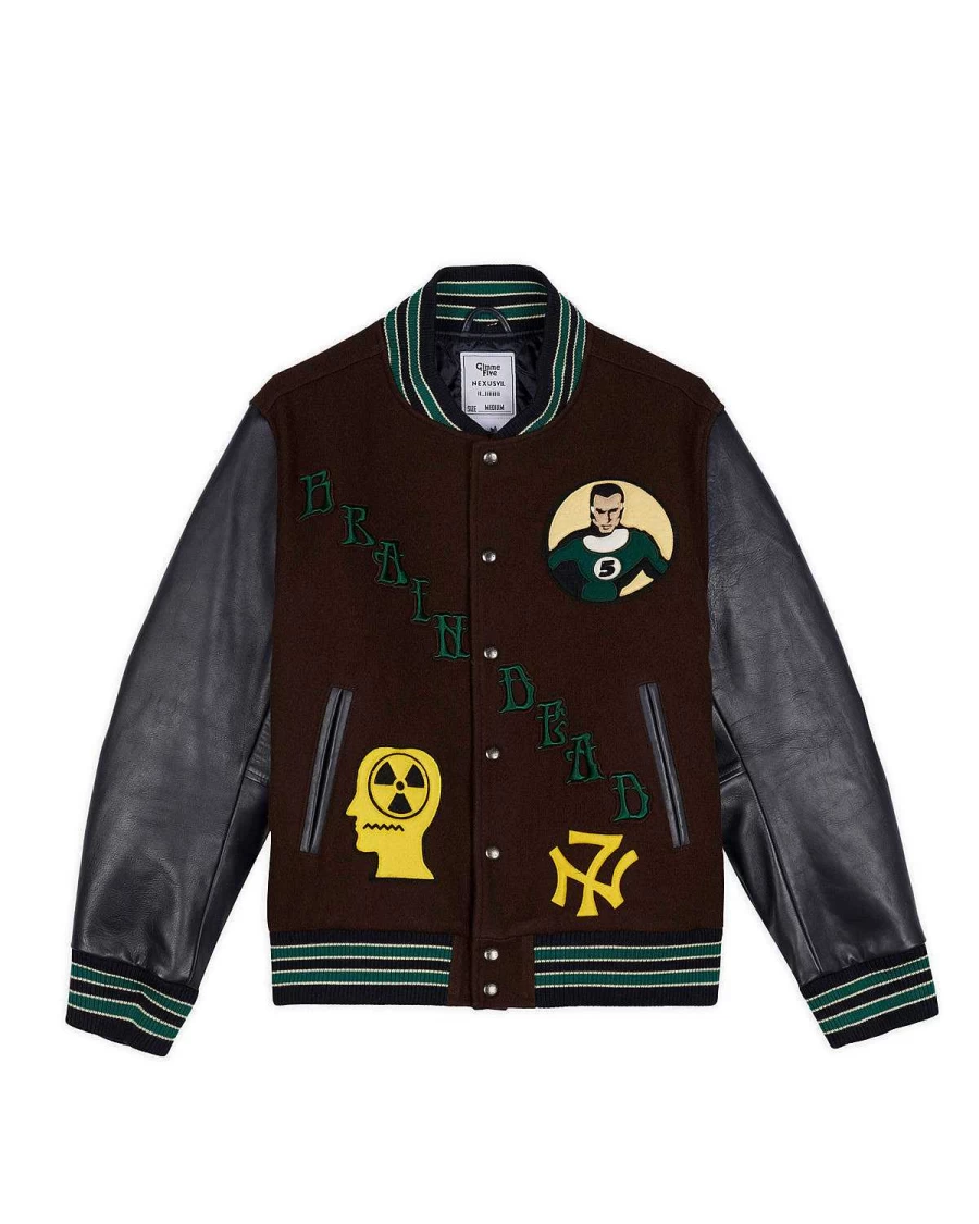 Brain Dead x Nexus Vii & Gimme 5 Collab Varsity Jacket - Brown/Black