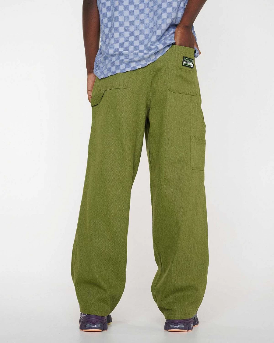 Brain Dead Bull Denim Double Knee Olive Utility Work Pants