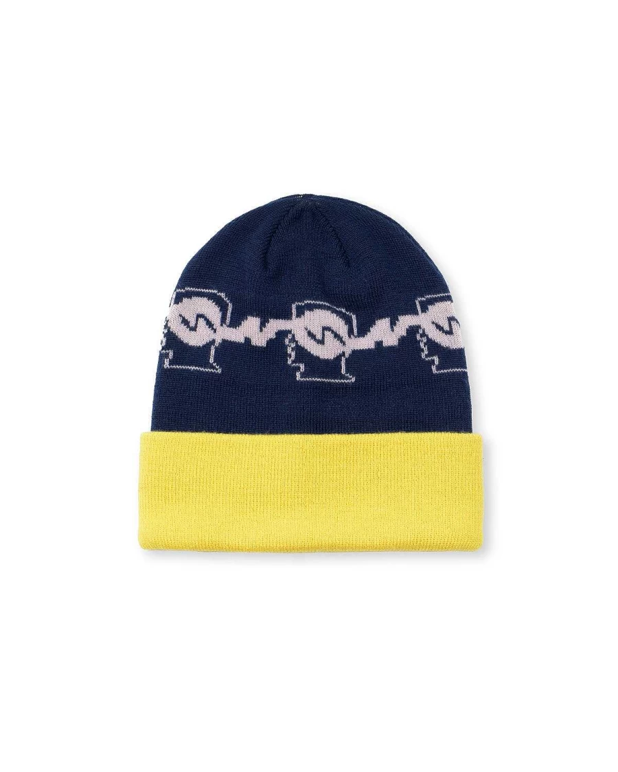 Running Logo Head Wool Beanie - Navy