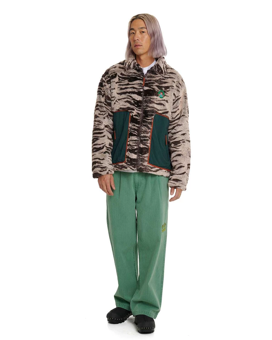 Brain Dead Men's Tiger Brown Faux Fur Jacket | Vintage Style Coats