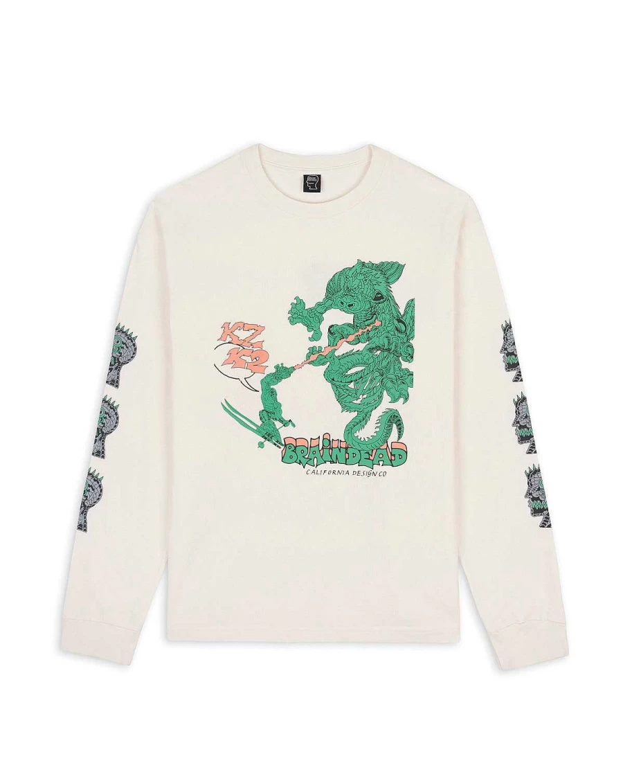 Brain Dead x K2 Dragon Shredder Long Sleeve Shirt - Tan | Streetwear Collaboration Apparel