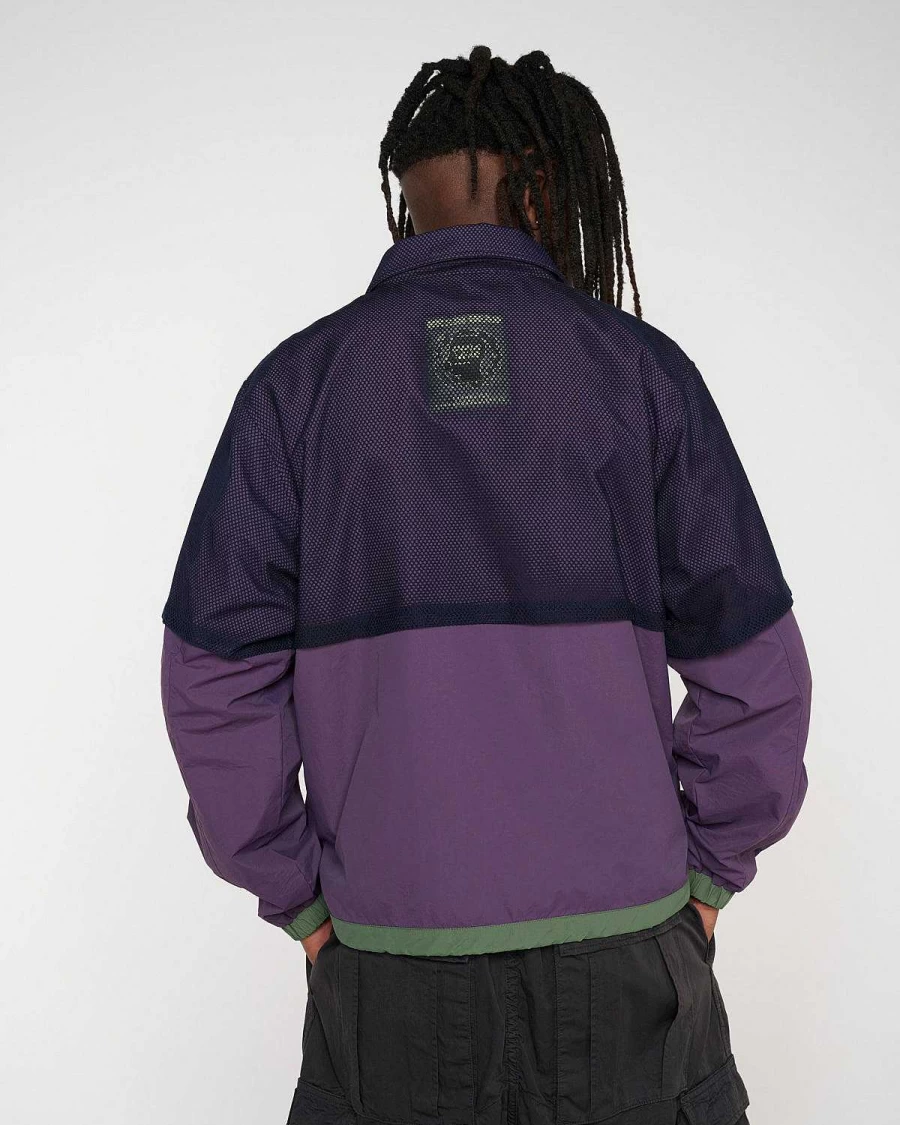 Brain Dead Eggplant Fishing Jacket - Mesh Overlay Water-Resistant Outdoor Gear