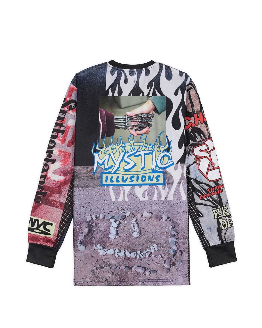 Brain Dead & Peter Sutherland Collaborative Long Sleeve Tech T-Shirt - Grey Multi Color Design