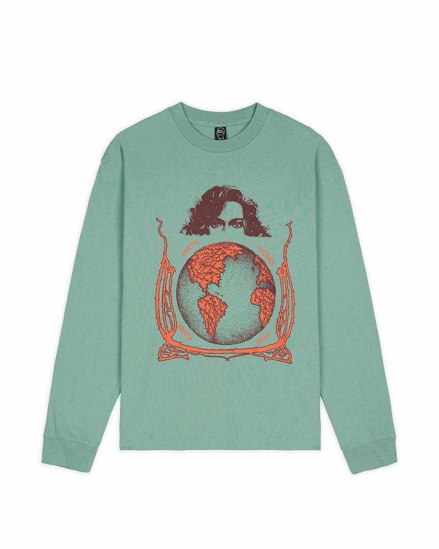 Brain Dead Conspiracy Grey Green Long Sleeve Streetwear T-Shirt