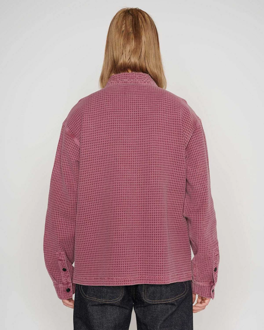 Brain Dead Raspberry Waffle Button-Up Shirt | Casual Streetwear Long Sleeve Top