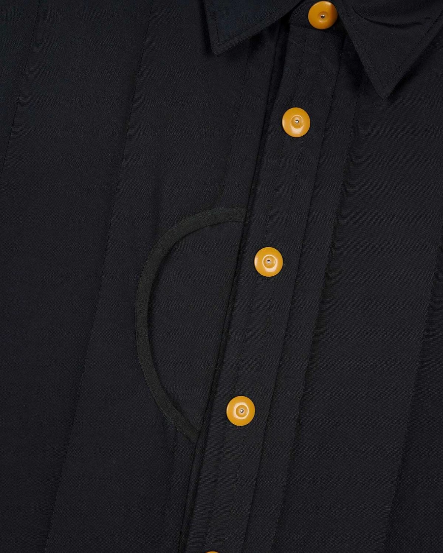 Brain Dead Navy Quilted Puffer Jacket - Insulated Button-Up Shirt Coat for Men