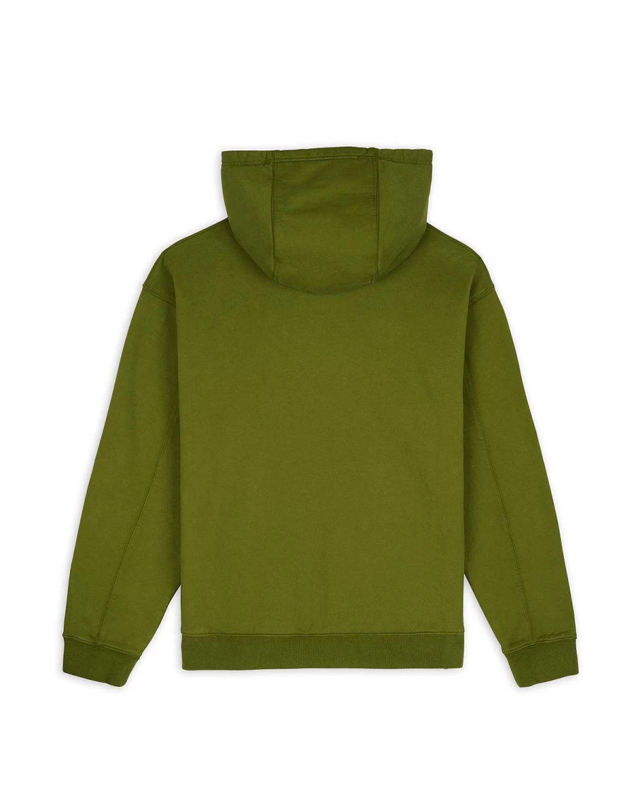 Brain Dead Olive Collegiate Zip Up Hoodie - Men's Streetwear Pullover