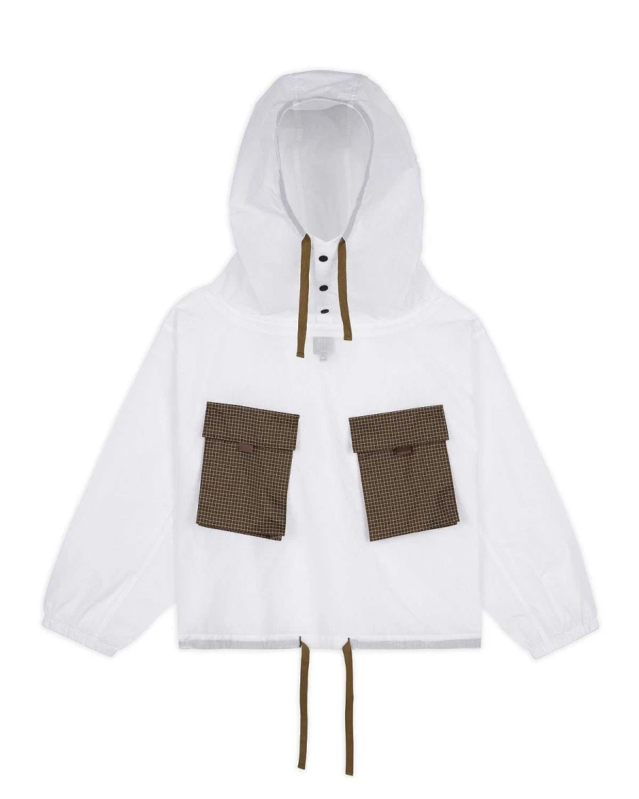 Brain Dead White Translucent Military Smock Jacket - Lightweight Streetwear Outerwear Coat