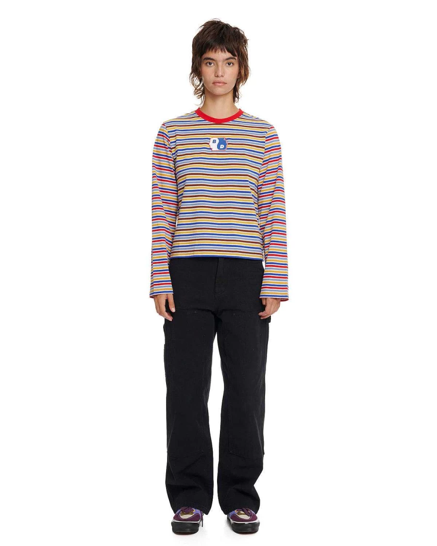 Brain Dead Yin Yang Striped Long Sleeve Top - Cherry Multi Color