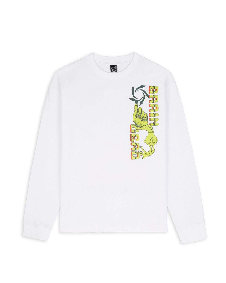 Brain Dead White Global Streams Long Sleeve Crewneck Streetwear Top