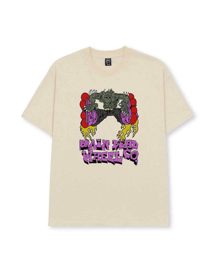 Brain Dead X Them Skates Kogan Dragon Wheel T-Shirt - Natural
